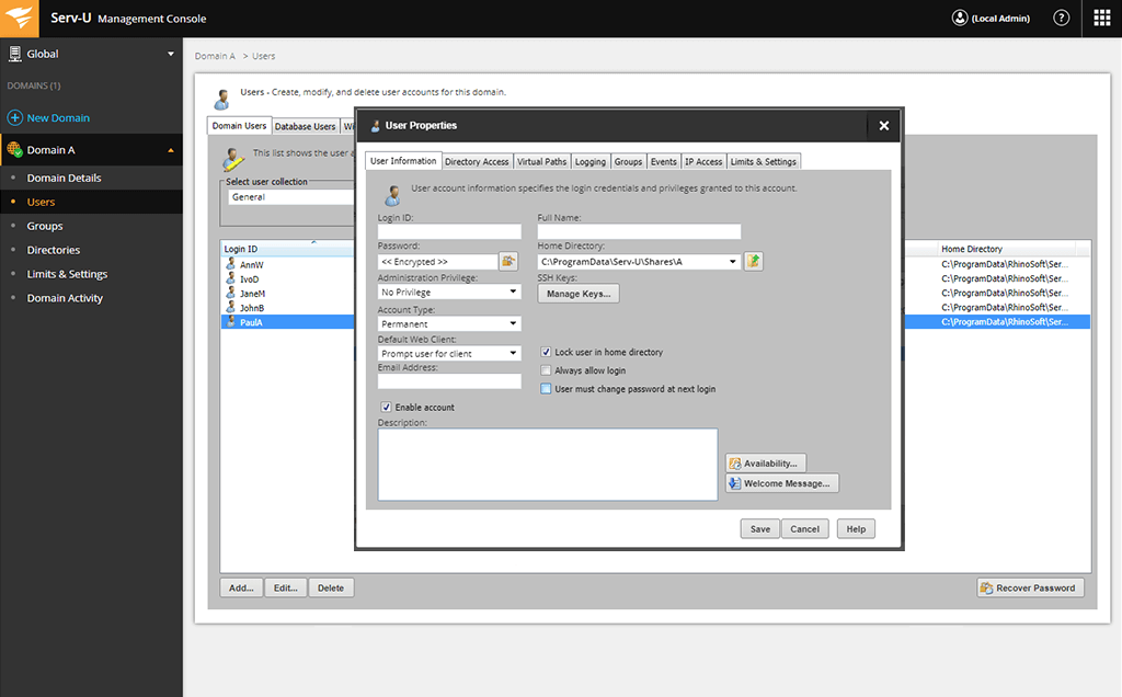 serv-u ftp server secure file sharing