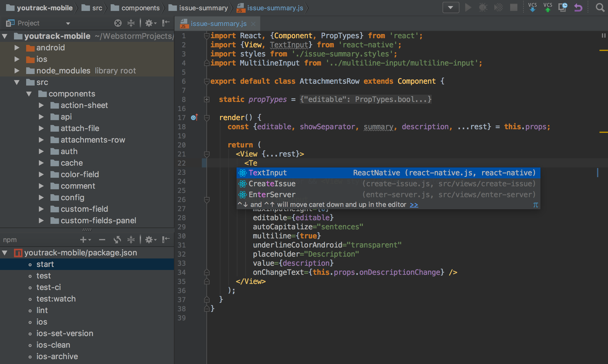 webstorm ide react native android